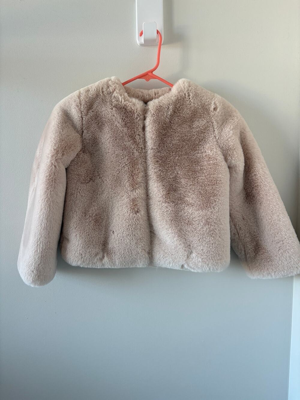 Blonde Faux Fur Cropped Jacket Womens Size 4/S Lined Ladylike Feminine Glam